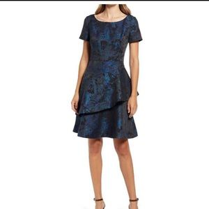 NWT SHANI SIZE 8 Blue Asymmetrical Jacquard Dress